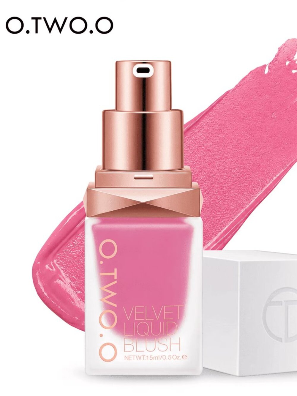 O.TWO.O Velvet Liquid Blush 01 Pink Purple, Long-Lasting Dewy Cheek Color